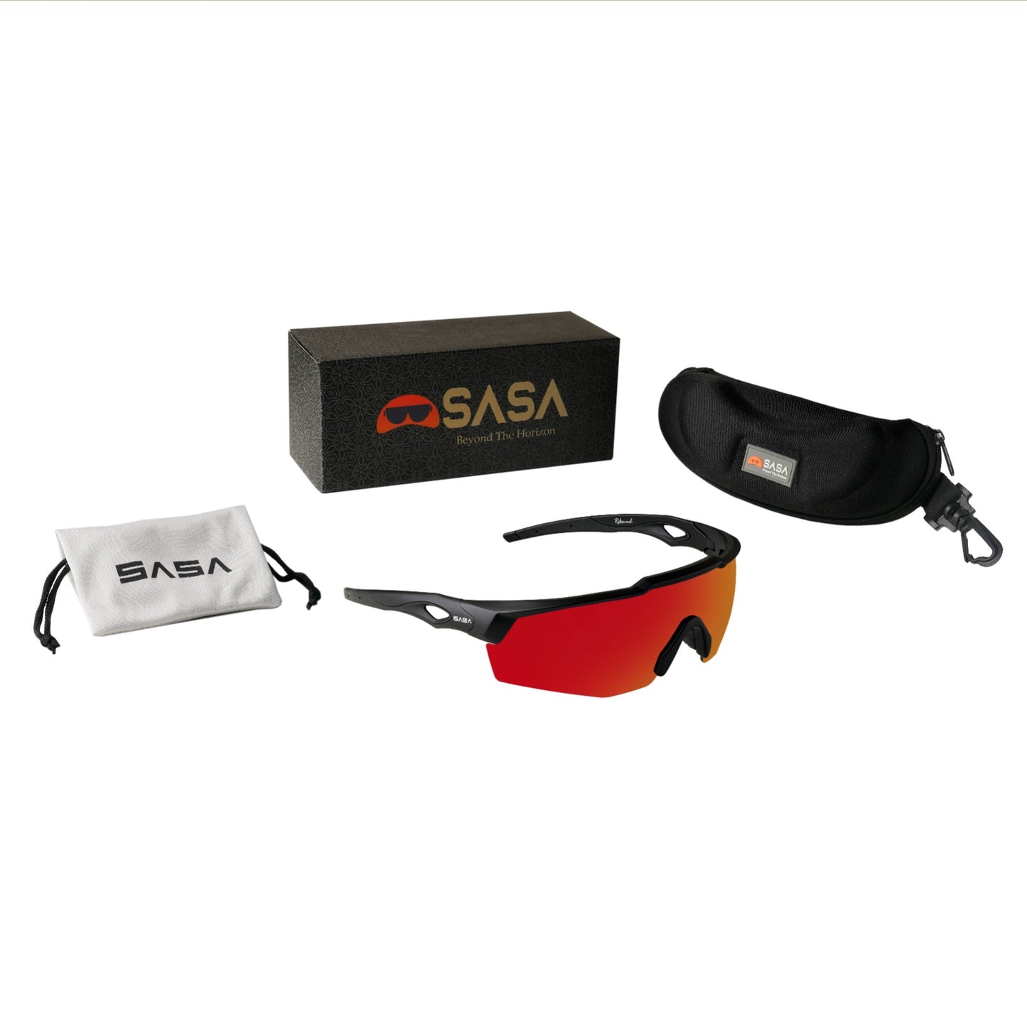 Rebound Matte Black Frame Red Revo Lens Sports Sunglasses