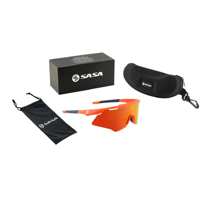 M-Series Matte Orange Frame with Red Revo Lens Sports Sunglasses for Cricket I Cycling I Marathon
