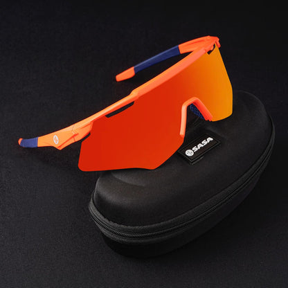 M-Series Matte Orange Frame with Red Revo Lens Sports Sunglasses for Cricket I Cycling I Marathon