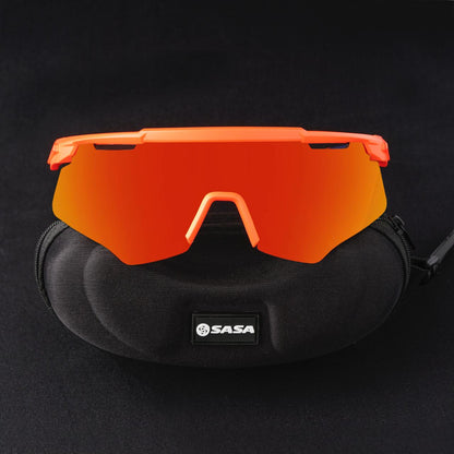 M-Series Matte Orange Frame with Red Revo Lens Sports Sunglasses for Cricket I Cycling I Marathon