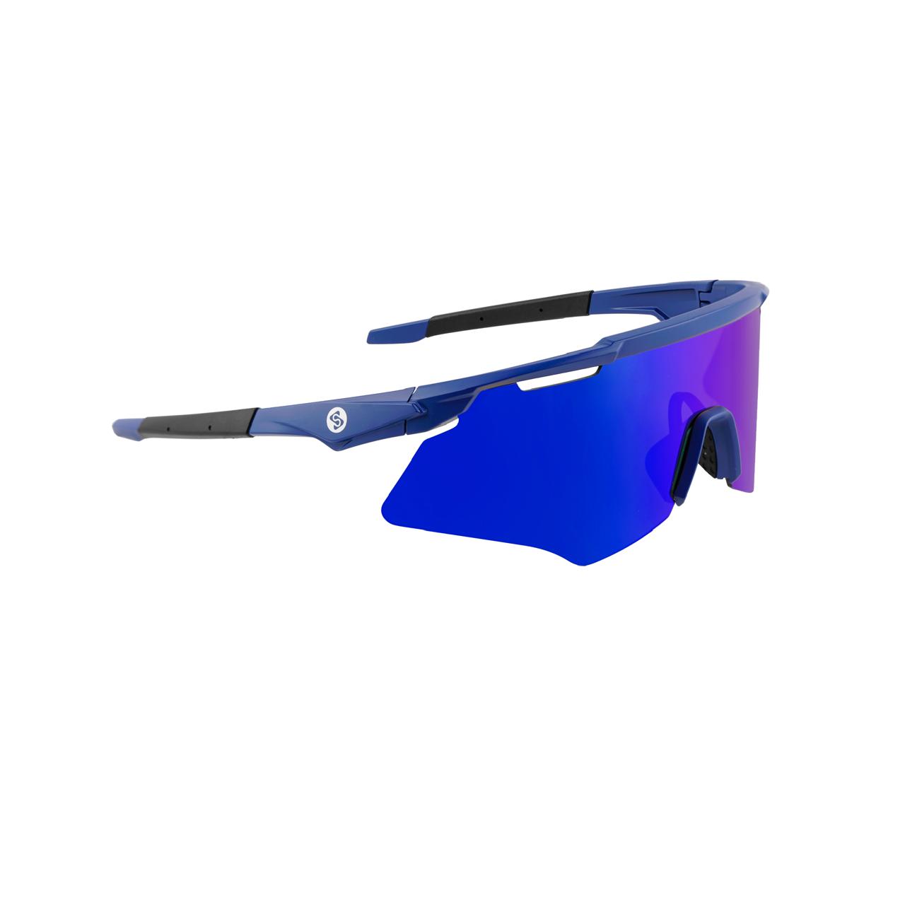 M-Series Matte Navy Blue Frame with Blue Revo Lens Sports Sunglasses for Cricket I Cycling I Marathon