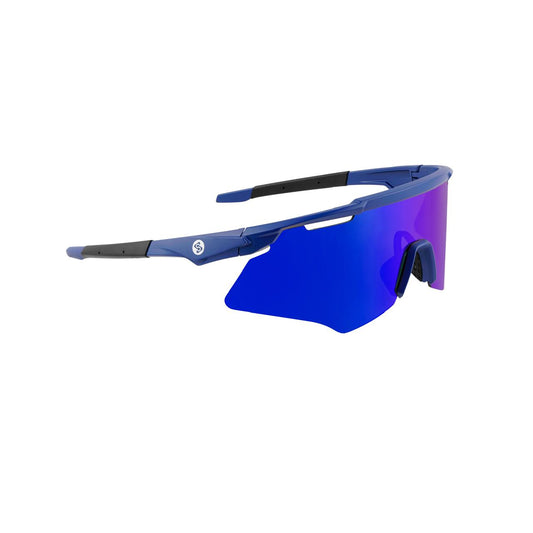 M-Series Matte Navy Blue Frame with Blue Revo Lens Sports Sunglasses for Cricket I Cycling I Marathon