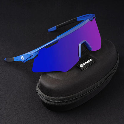 M-Series Matte Navy Blue Frame with Blue Revo Lens Sports Sunglasses for Cricket I Cycling I Marathon