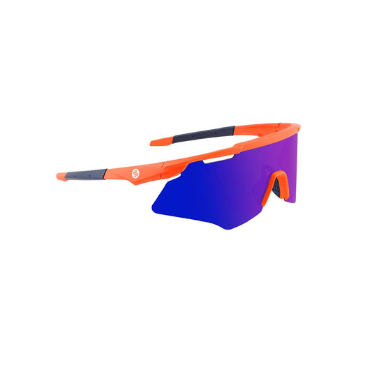 M-Series Matte Orange Frame with Blue Revo Lens Sports Sunglasses for Cricket I Cycling I Marathon