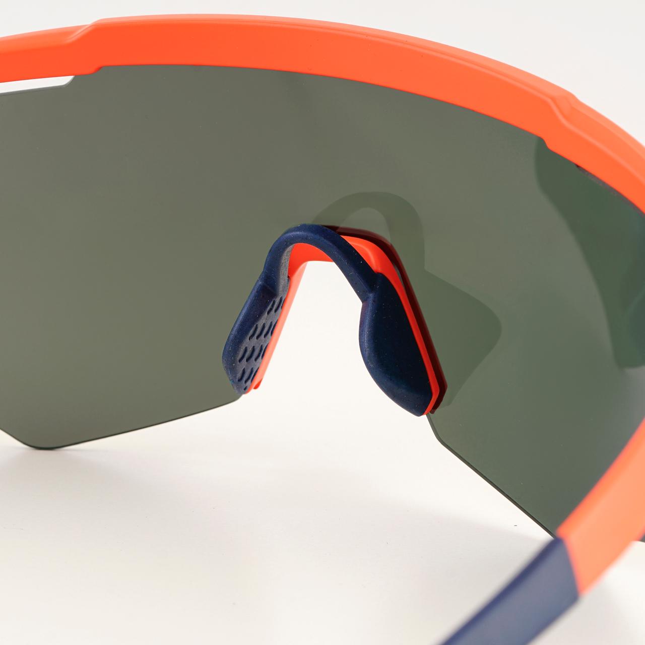 M-Series Matte Orange Frame with Blue Revo Lens Sports Sunglasses for Cricket I Cycling I Marathon