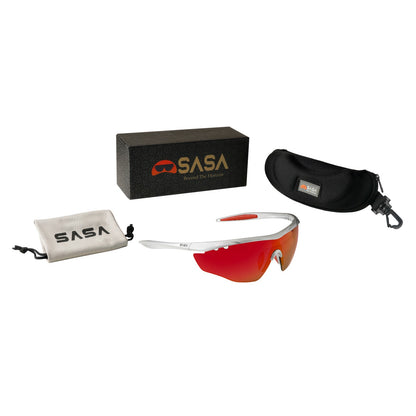Siddhesh Lad Mumbai Indians IPL Player X SASA Hawkeye Matte Frame Silver Red Revo Lens Sports Sunglasses