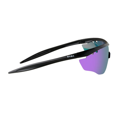 SASA Hawkeye Matte Black Frame Purple Revo Lens Sports Sunglasses