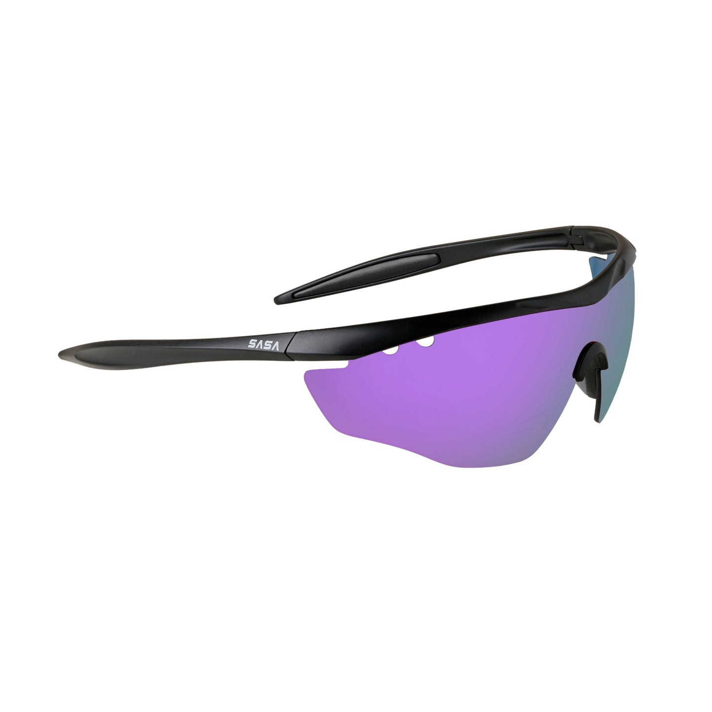 SASA Hawkeye Matte Black Frame Purple Revo Lens Sports Sunglasses