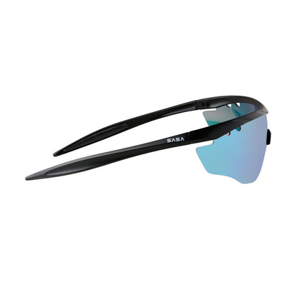 SASA Hawkeye Matte Black Frame Ice Blue Revo Lens Sports Sunglasses