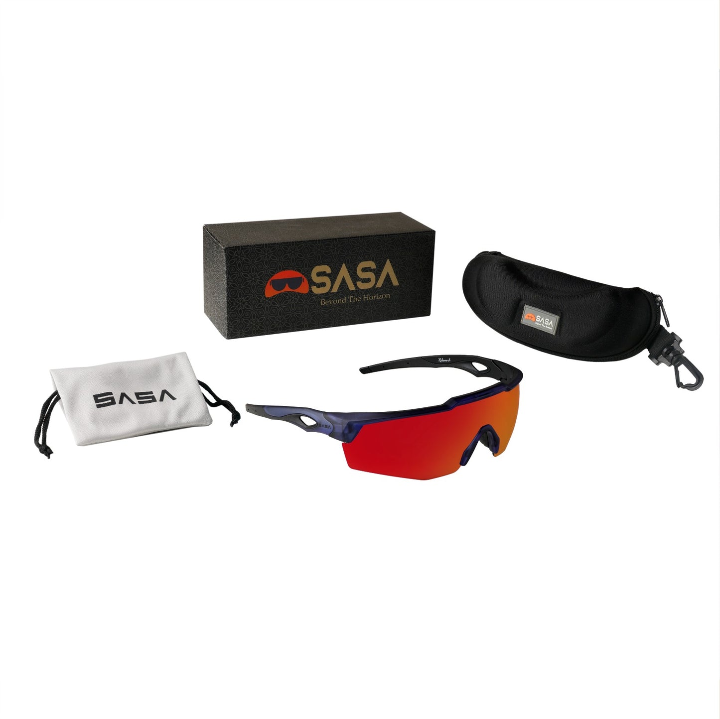 Rebound Translucent Blue Frame Red Revo Lens Sports Sunglasses