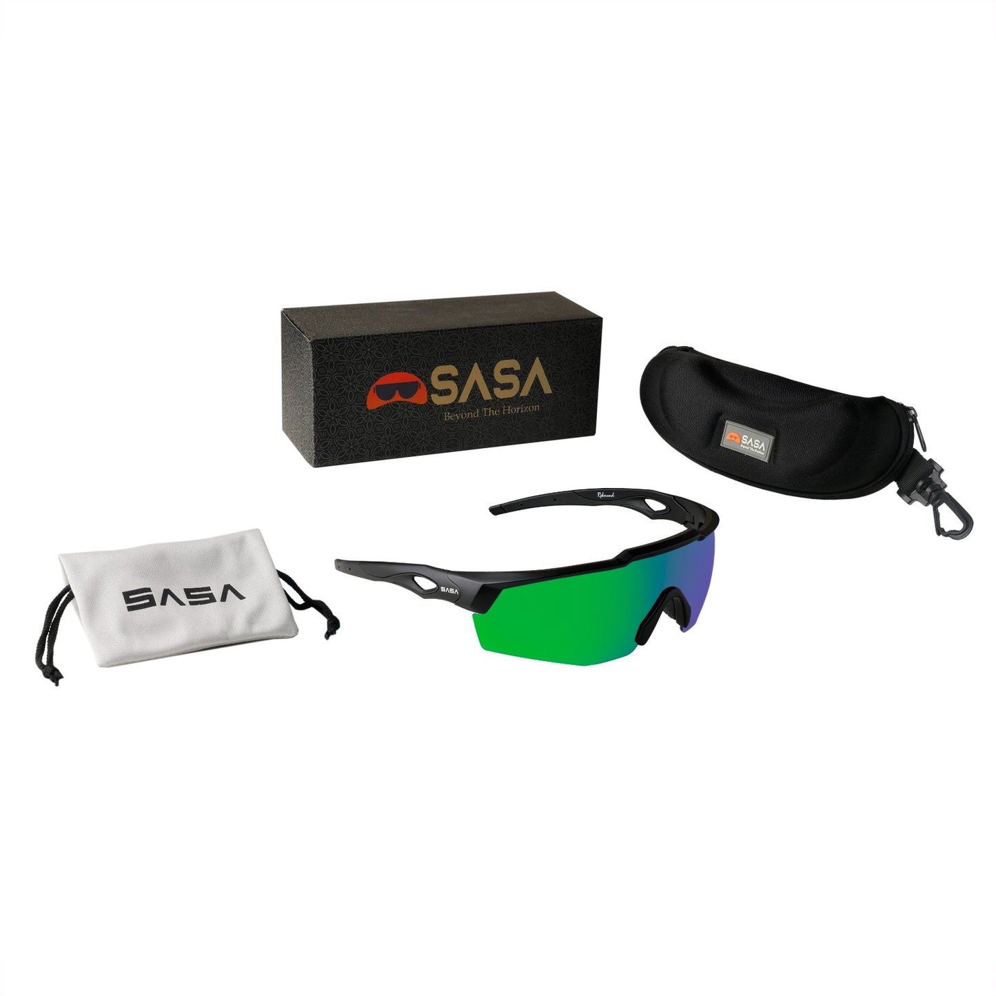 Rebound Matte Black Frame Green Revo Lens Sports Sunglasses