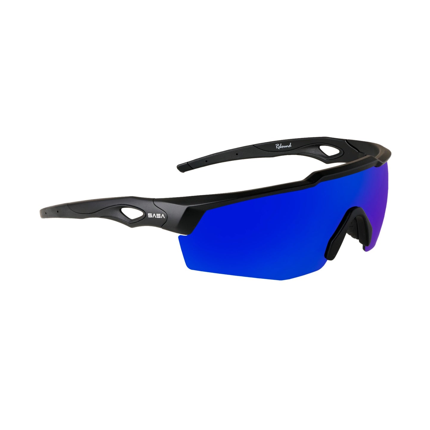Rebound Frame Matte Black Frame Blue Revo Lens Sports Sunglasses
