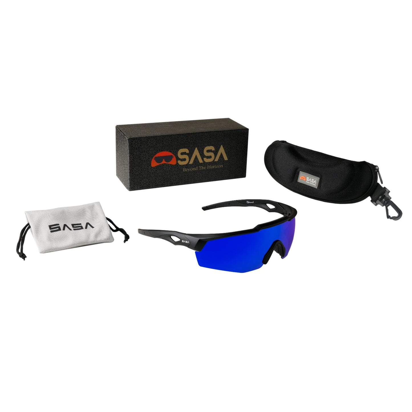 Rebound Frame Matte Black Frame Blue Revo Lens Sports Sunglasses