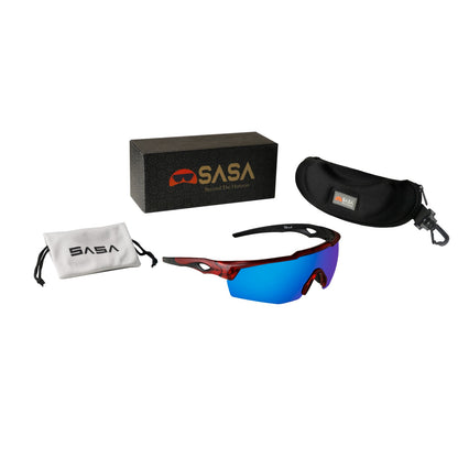Rebound Translucent Red Frame Ice Blue Revo Lens Sports Sunglasses