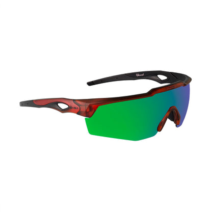 Rebound Translucent Red Frame Green Revo Lens Sports Sunglasses