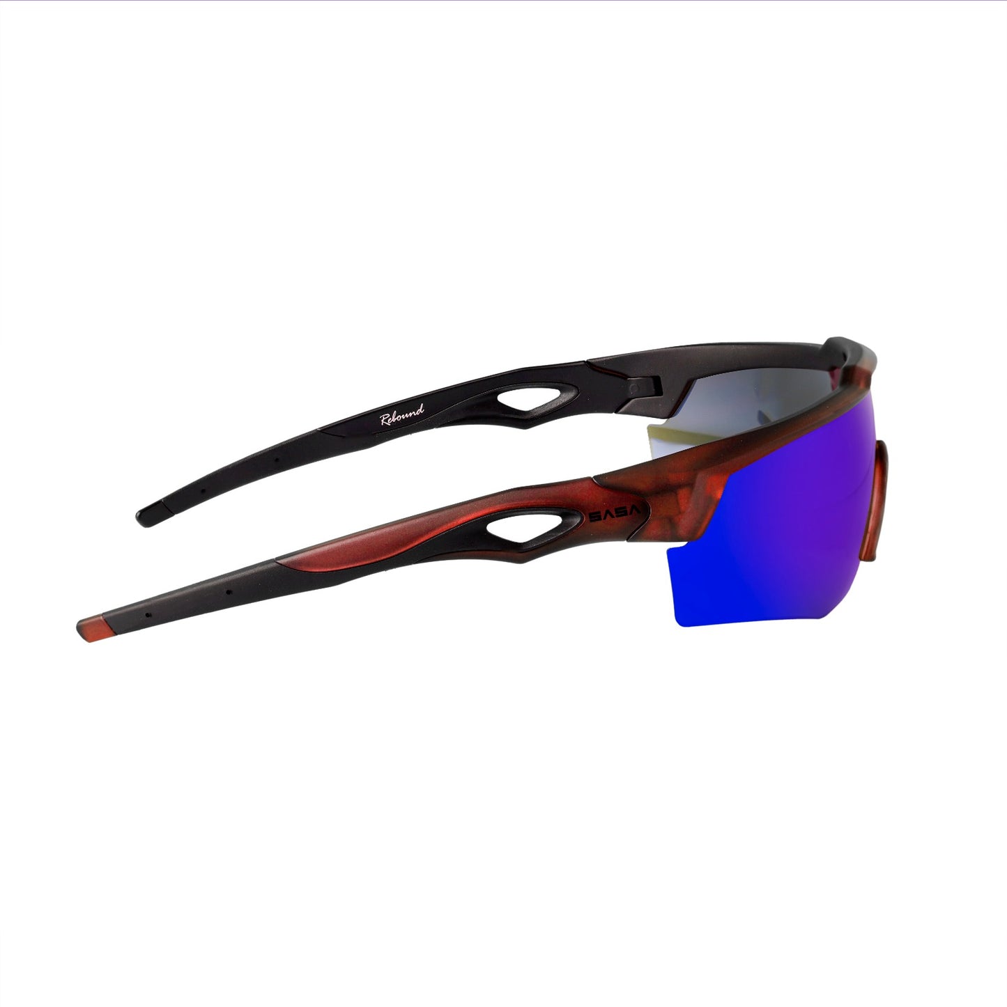 Rebound Translucent Red Frame Blue Revo Lens Sports Sunglasses