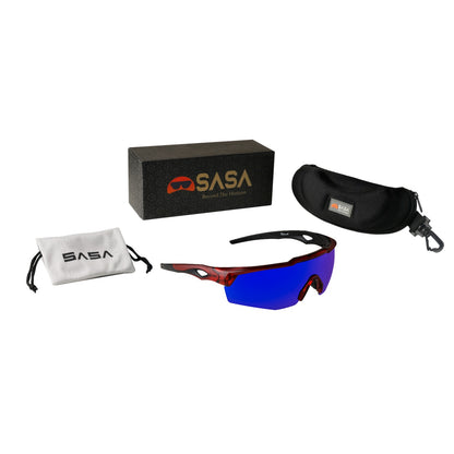 Rebound Translucent Red Frame Blue Revo Lens Sports Sunglasses