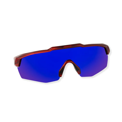 Rebound Translucent Red Frame Blue Revo Lens Sports Sunglasses