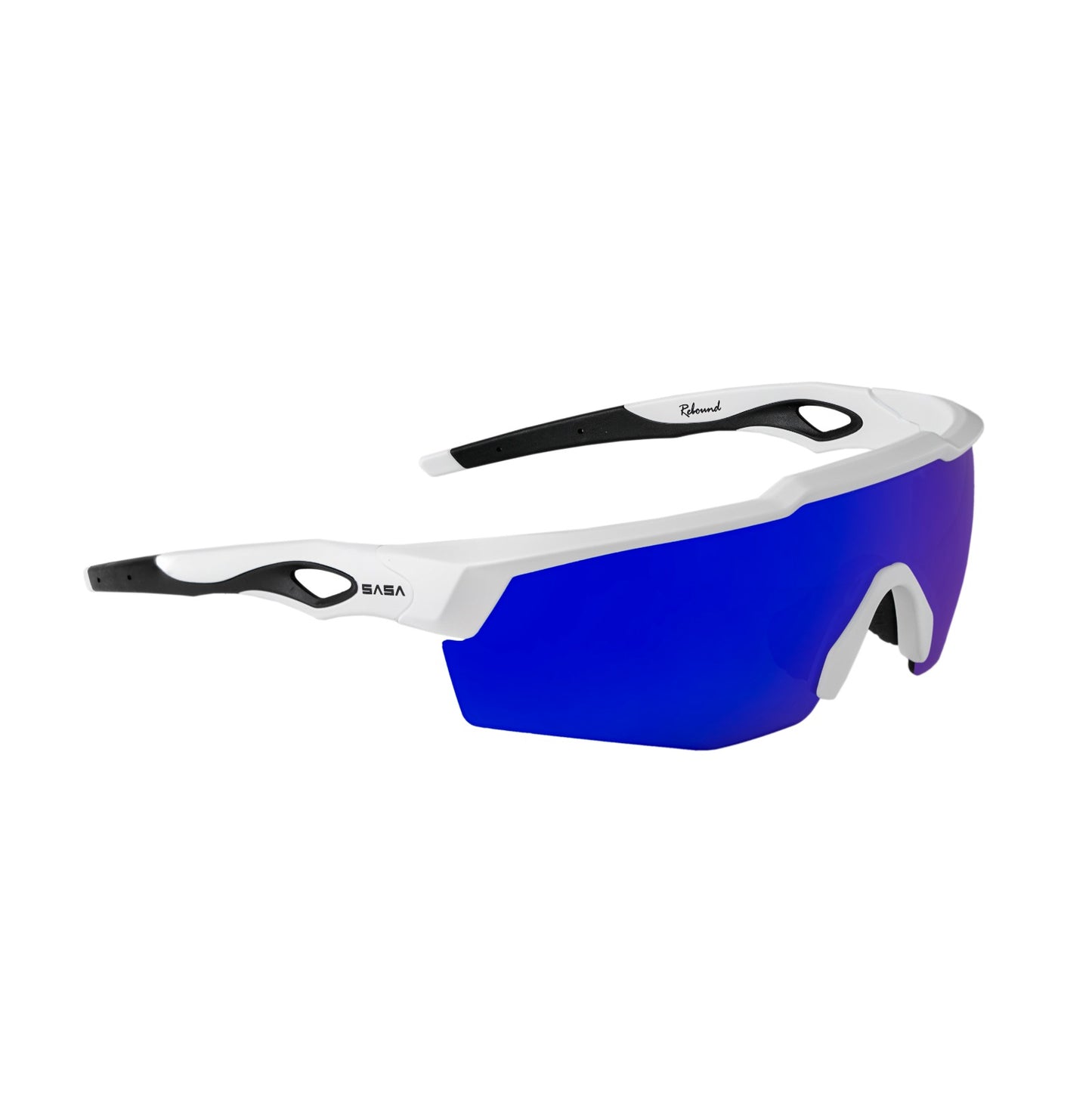 Rebound Matte White Frame Blue Revo Lens Sports Sunglasses