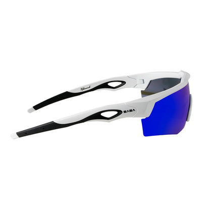 Rebound Matte White Frame Blue Revo Lens Sports Sunglasses