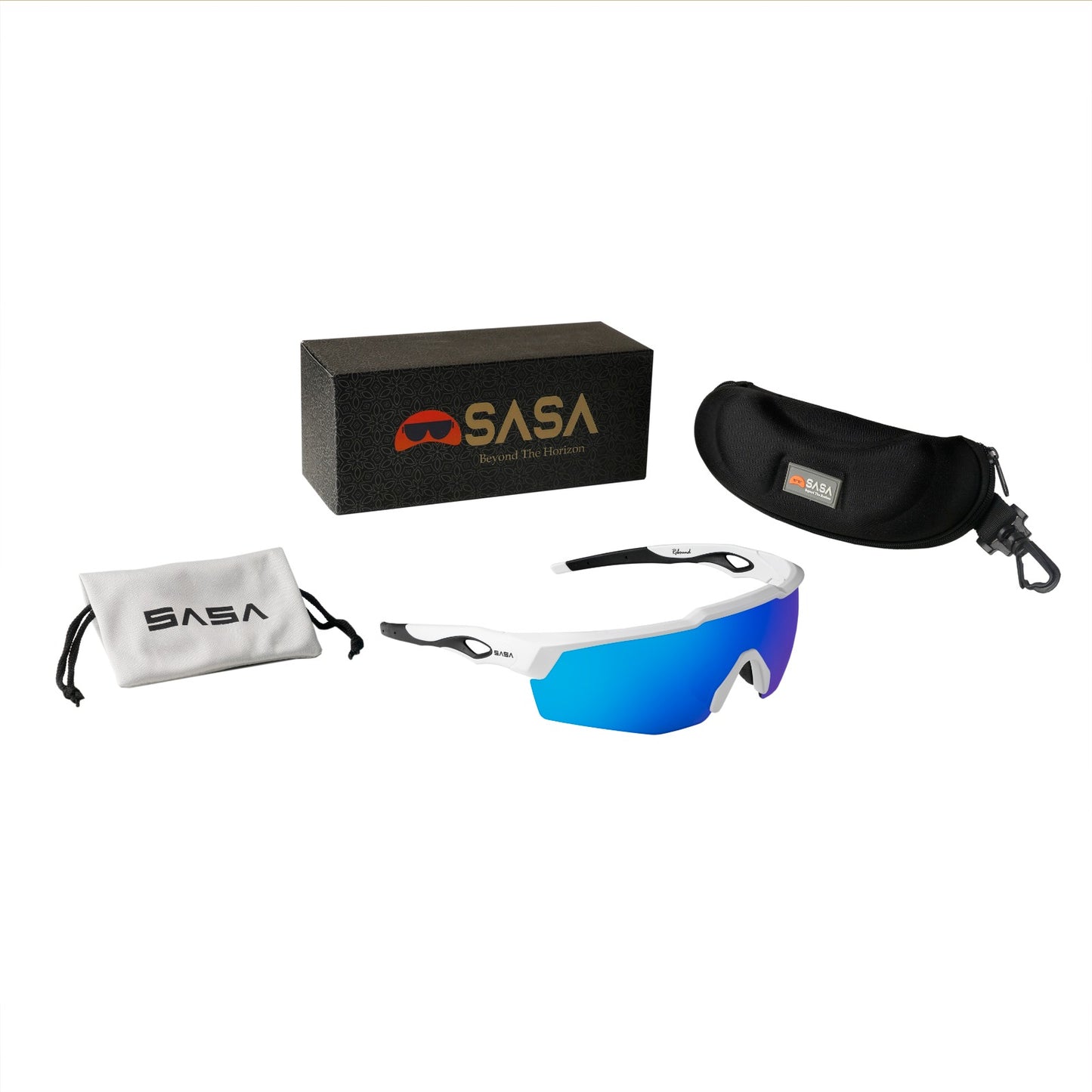 Rebound Matte White Frame Ice Blue Revo Lens Sports Sunglasses
