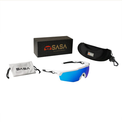 Rebound Matte White Frame Ice Blue Revo Lens Sports Sunglasses