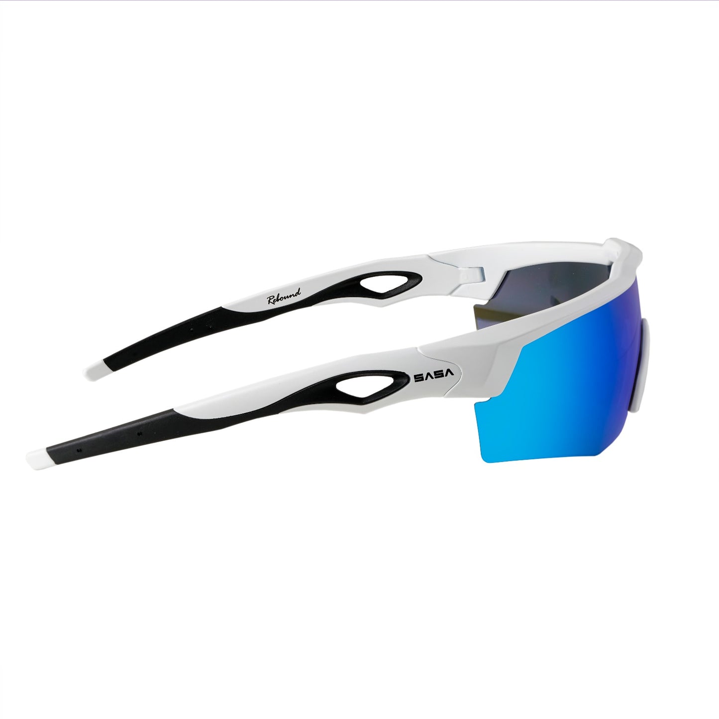 Rebound Matte White Frame Ice Blue Revo Lens Sports Sunglasses