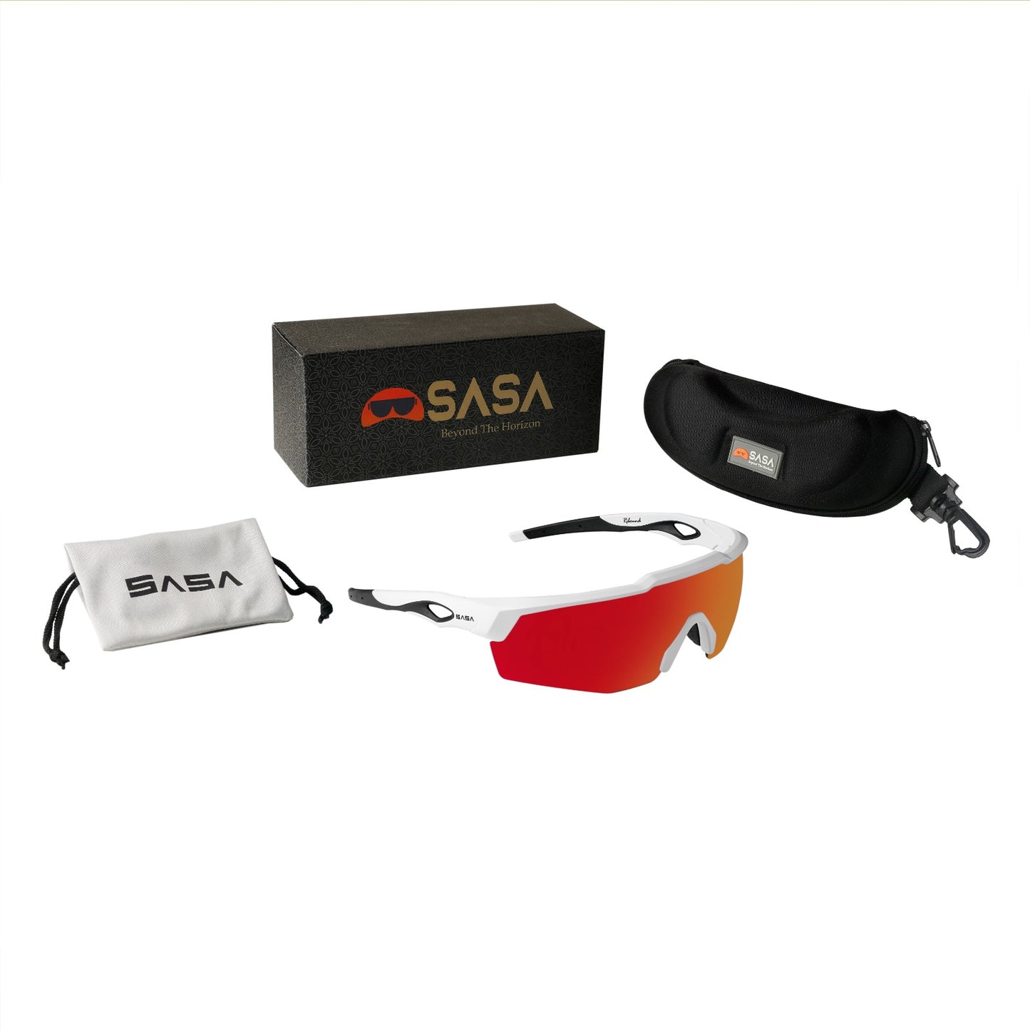 Rebound Matte White Frame Red Revo Lens Sports Sunglasses