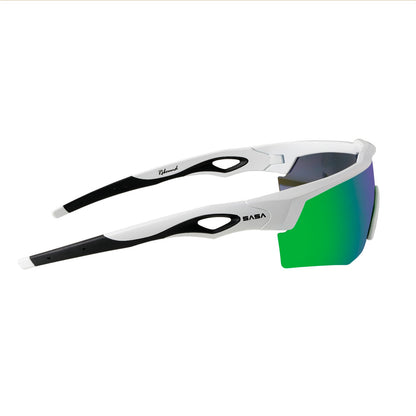 Rebound Matte White Frame Green Revo Lens Sports Sunglasses