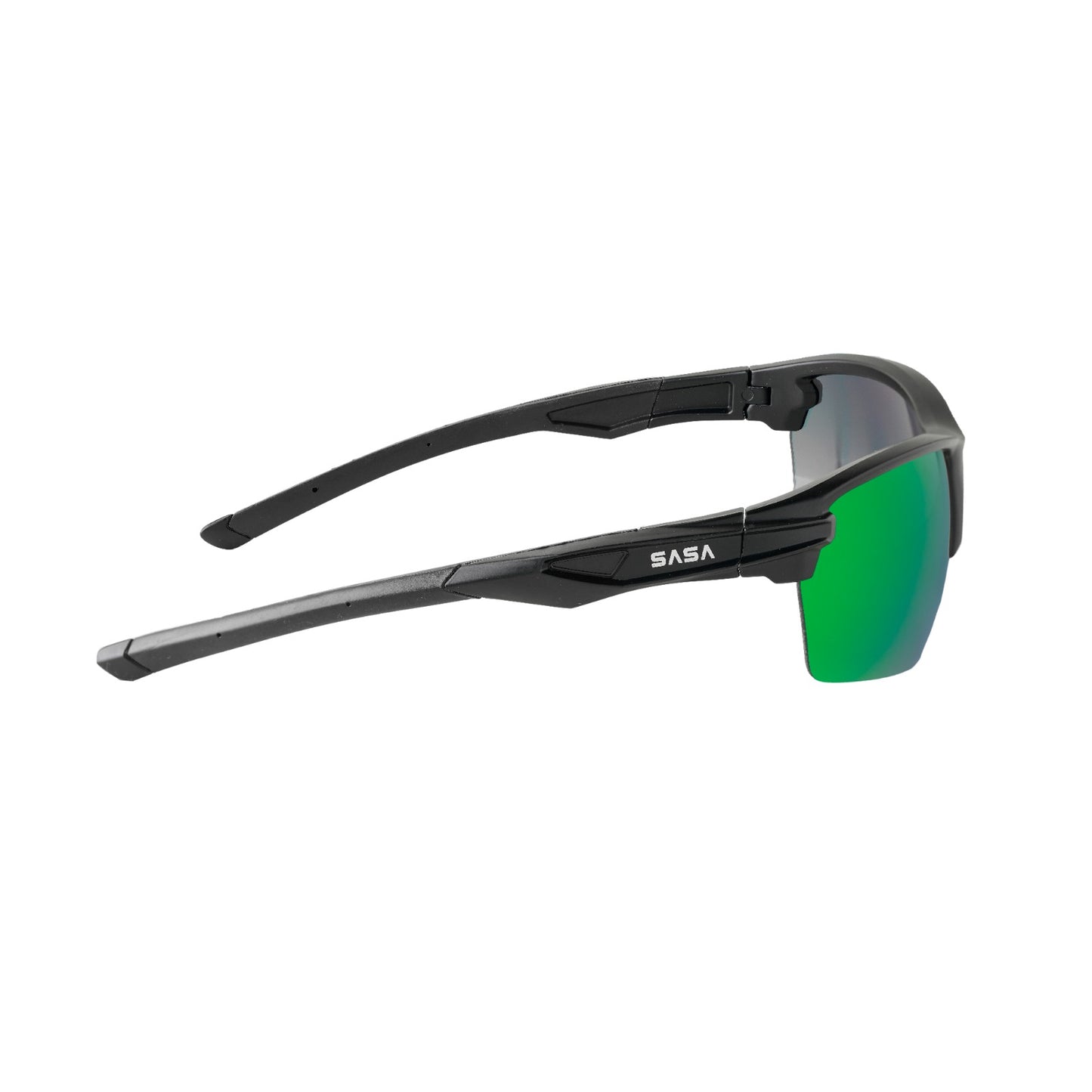 SASA Predator Matte Black Frame Green Lens Sports Sunglasses