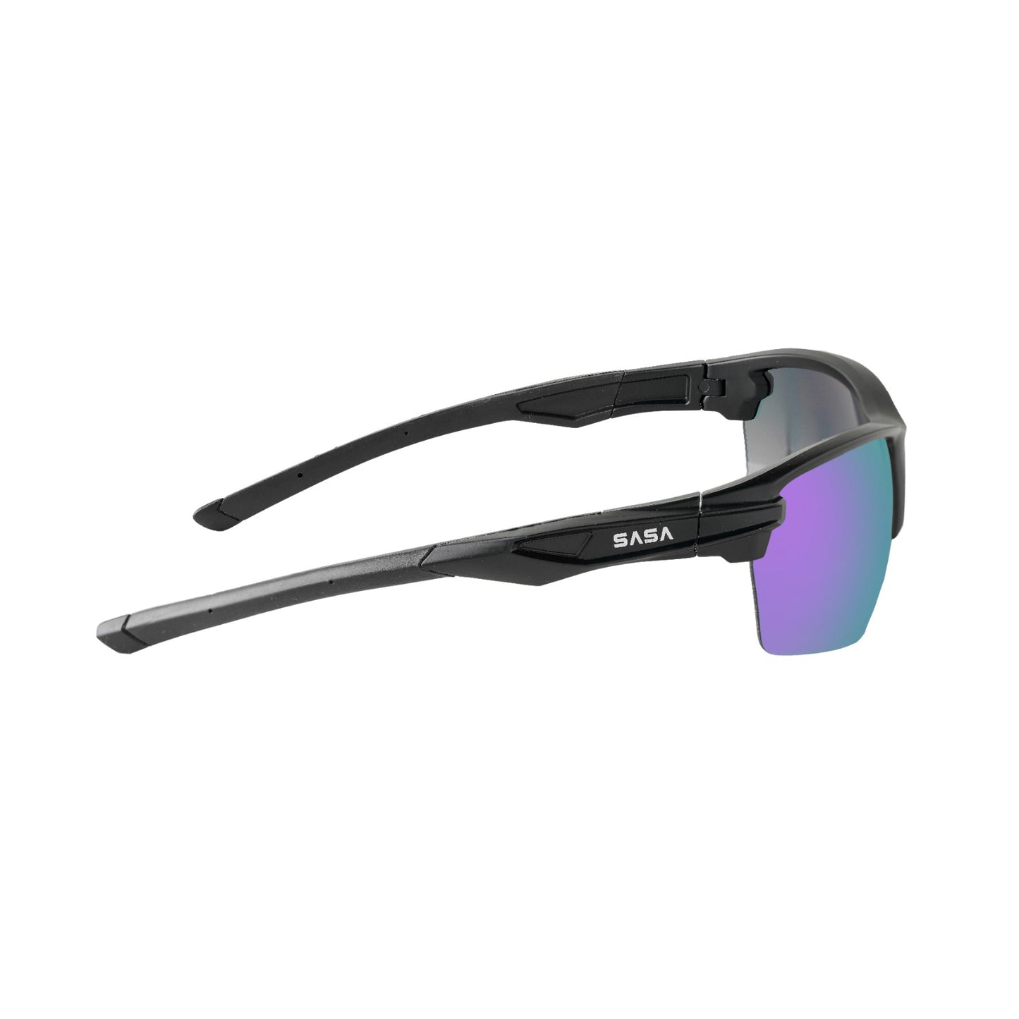 SASA Predator Matte Black Frame Purple Revo Lens Sports Sunglasses