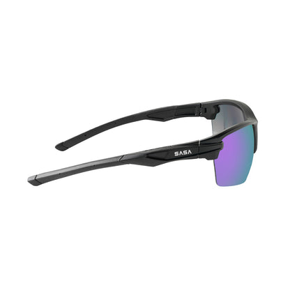 SASA Predator Matte Black Frame Purple Revo Lens Sports Sunglasses