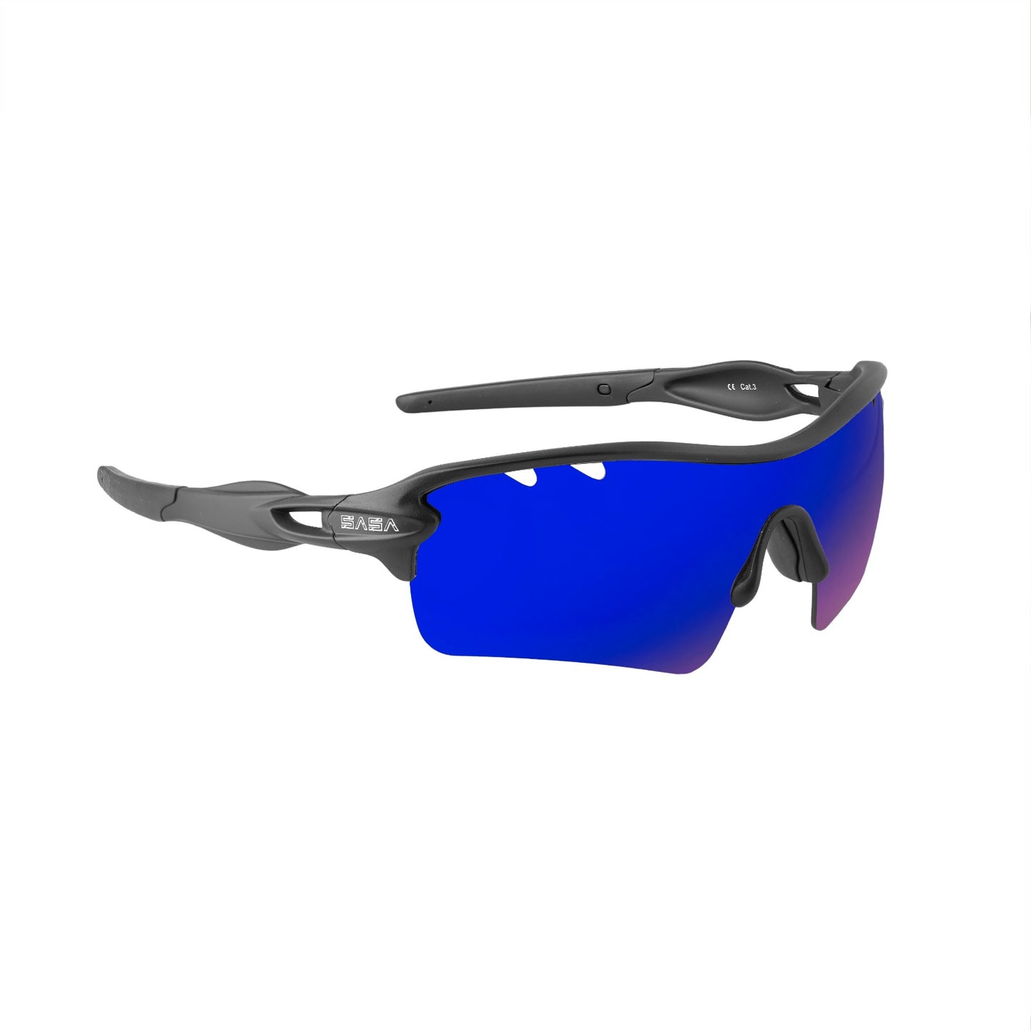 Discovery Men's Black Frame Blue Lens Sports Sunglasses