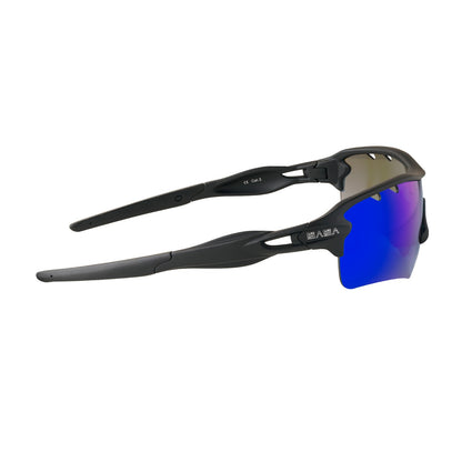 Discovery Men's Black Frame Blue Lens Sports Sunglasses