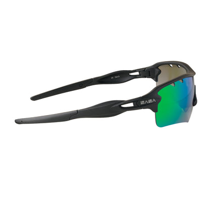 Discover Men's Black Frame Green Lens Sports Sunglasses