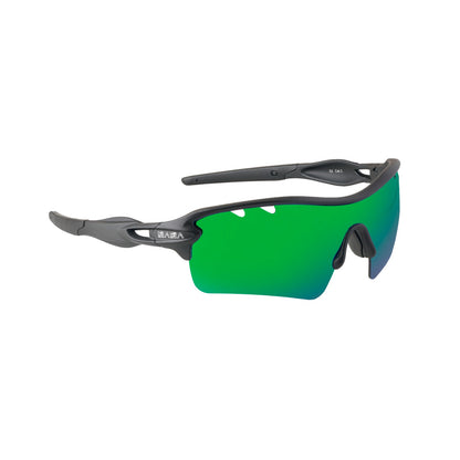 Discover Men's Black Frame Green Lens Sports Sunglasses