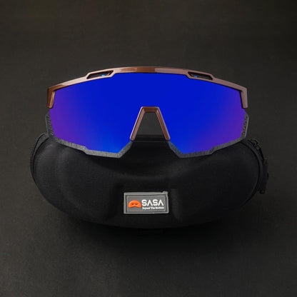 SASA Mercury Copper Frame Blue Revo Lens Sports Sunglasses