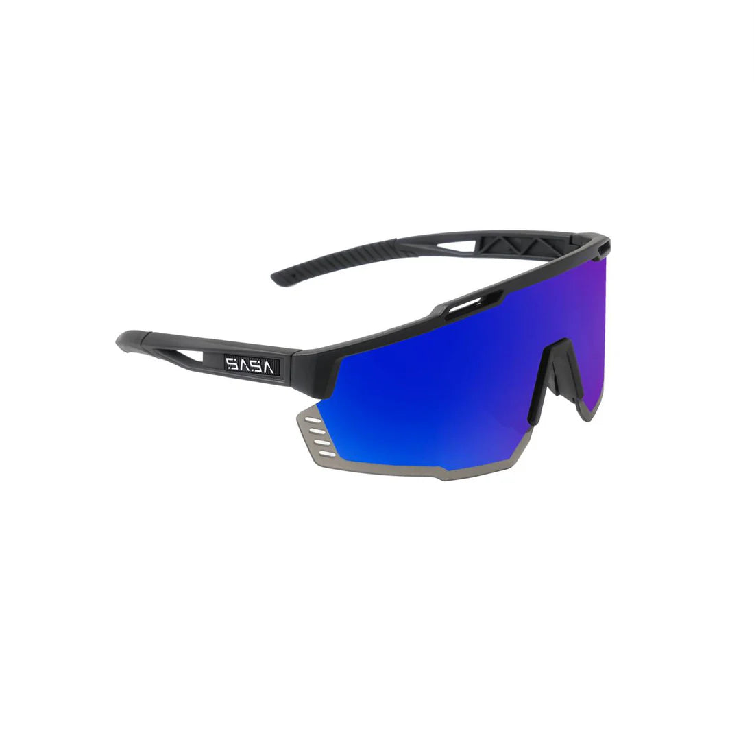 Parthiv Patel X Matte Black Frame Blue Revo Lens Sports Sunglasses
