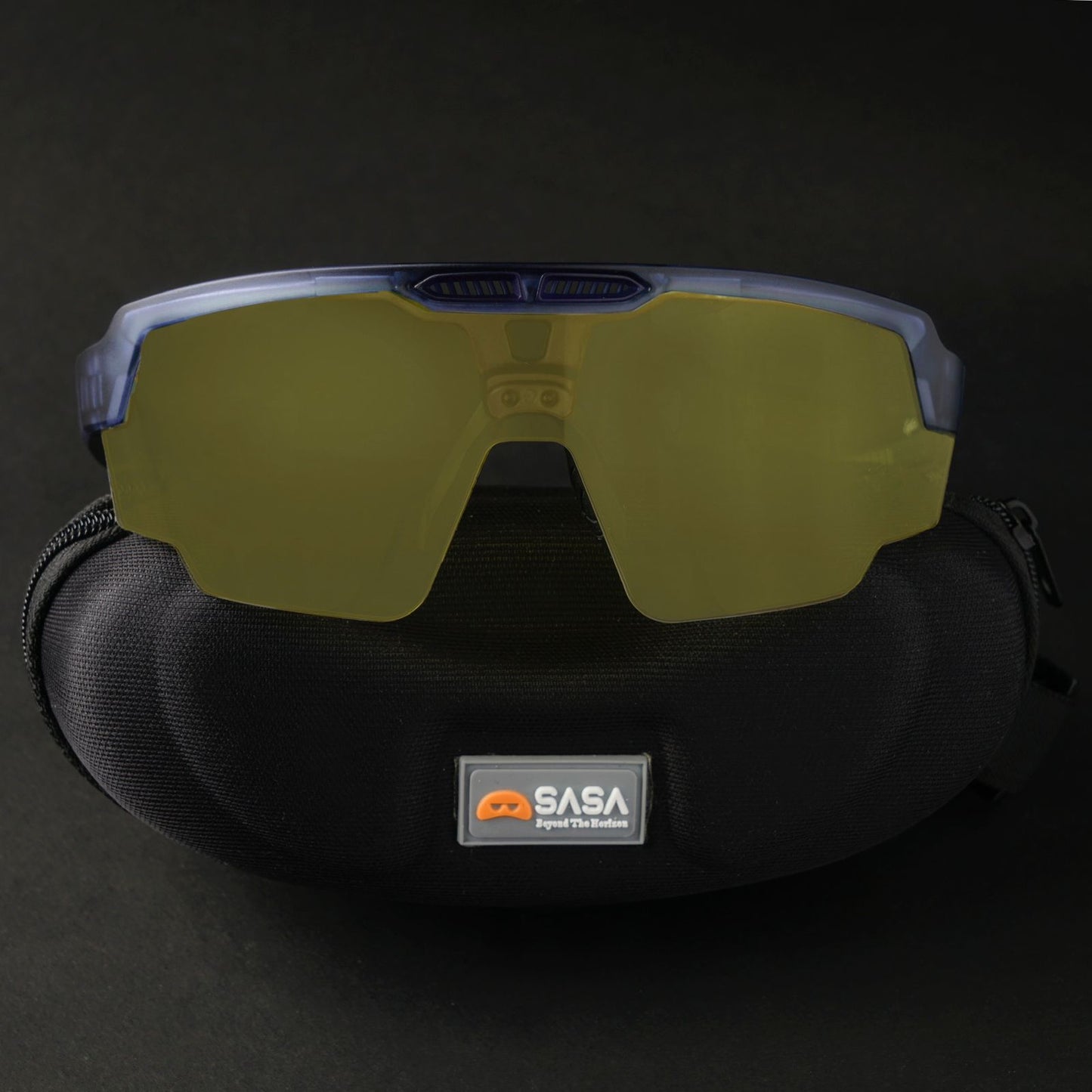 Raptor Translucent Blue Frame Night Vision Lens Sports Sunglasses for Cricket I Cycling I Marathon