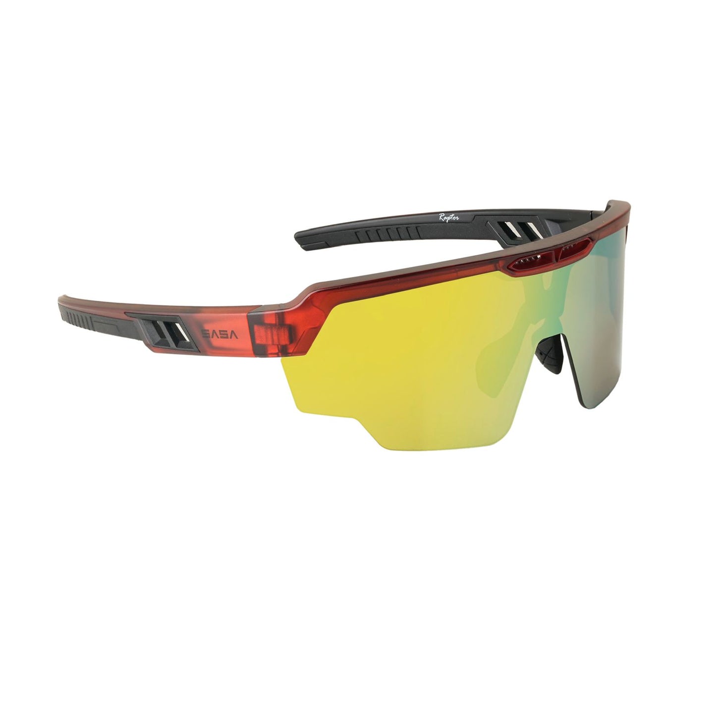 Raptor Translucent Red Frame Yellow Revo Lens Sports Sunglasses for Cricket I Cycling I Marathon