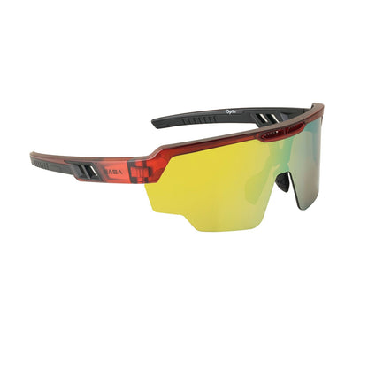 Raptor Translucent Red Frame Yellow Revo Lens Sports Sunglasses for Cricket I Cycling I Marathon