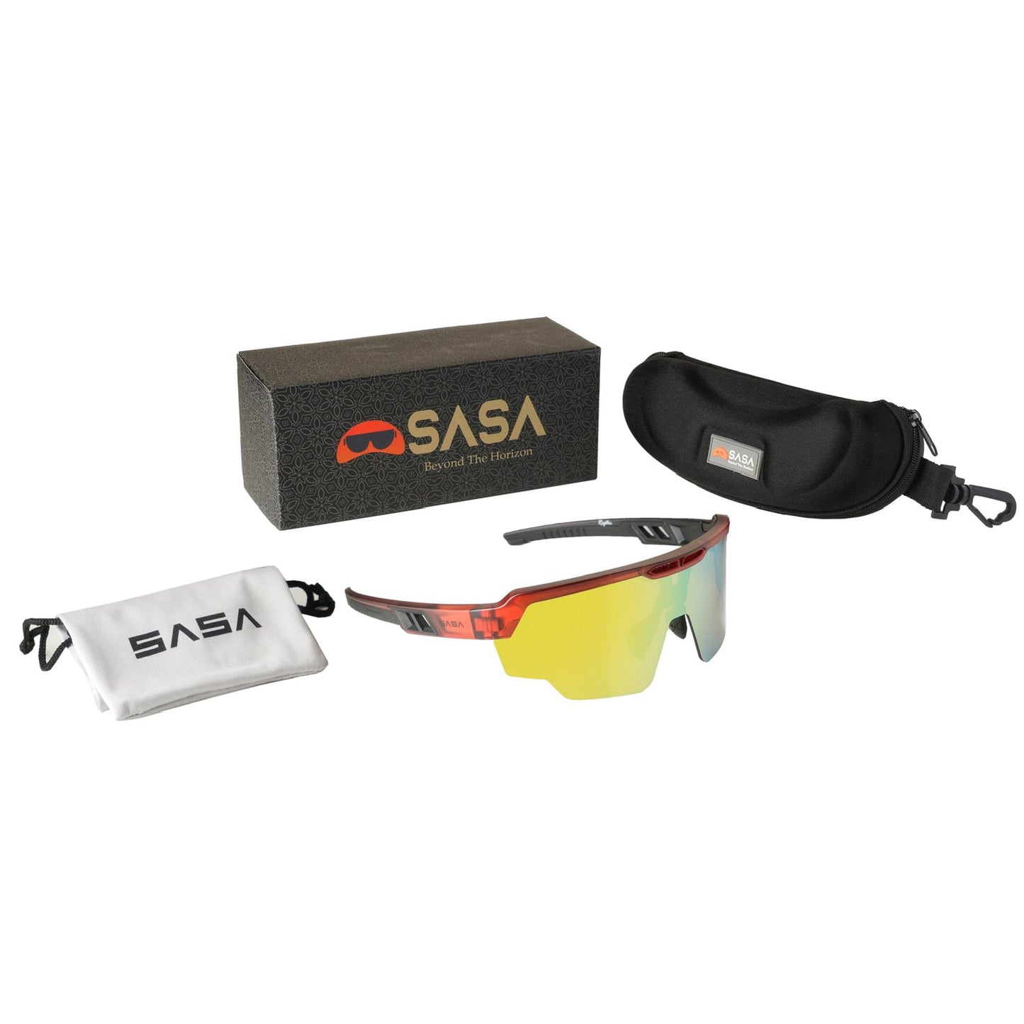 Raptor Translucent Red Frame Yellow Revo Lens Sports Sunglasses for Cricket I Cycling I Marathon