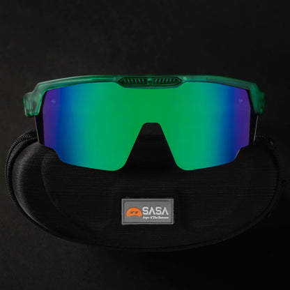 Raptor Translucent Green Frame Green Revo Lens Sports Sunglasses for Cricket I Cycling I Marathon