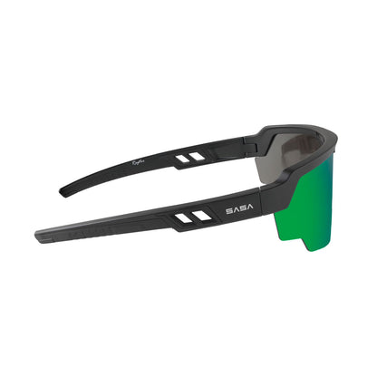 Raptor Matte Black Frame Green Revo Lens Sports Sunglasses for Cricket I Cycling I Marathon