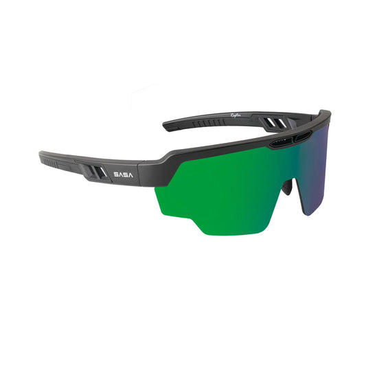 Raptor Matte Black Frame Green Revo Lens Sports Sunglasses for Cricket I Cycling I Marathon