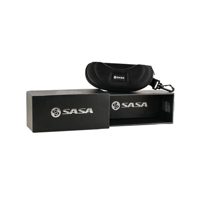 SASA M-Series Matte Navy Blue Frame with Red Revo Lens Sports Sunglasses