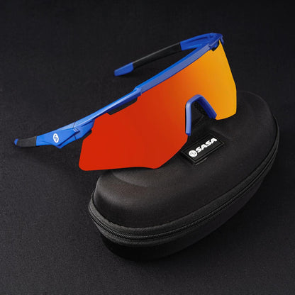 SASA M-Series Matte Navy Blue Frame with Red Revo Lens Sports Sunglasses