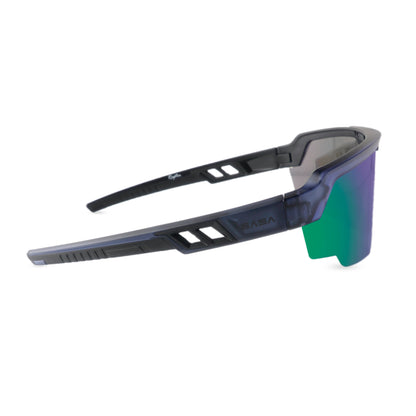 Piyush Chawla X SASA Raptor Translucent Blue Frame Green Revo Lens Sports Sunglasses