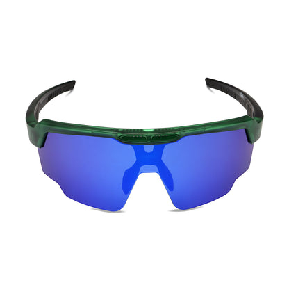Raptor Translucent Green Frame Blue Revo Lens Sports Sunglasses for Cricket I Cycling I Marathon