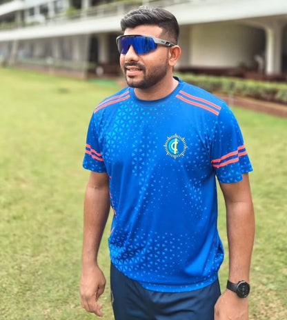 Akhil Herwadkar Ranji Player X Mattte Silver/Black Frame Blue Revo Lens Sports Sunglasses